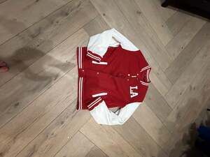 Angel Cult Red and White LA California Varsity Bomber Jacket